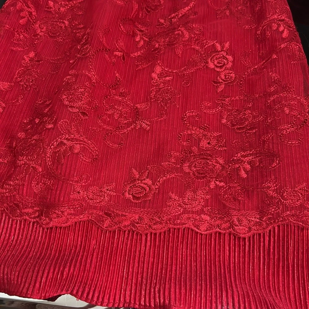 Girls 24 month formal fancy dress red lace roses flowers sparkle rare editions